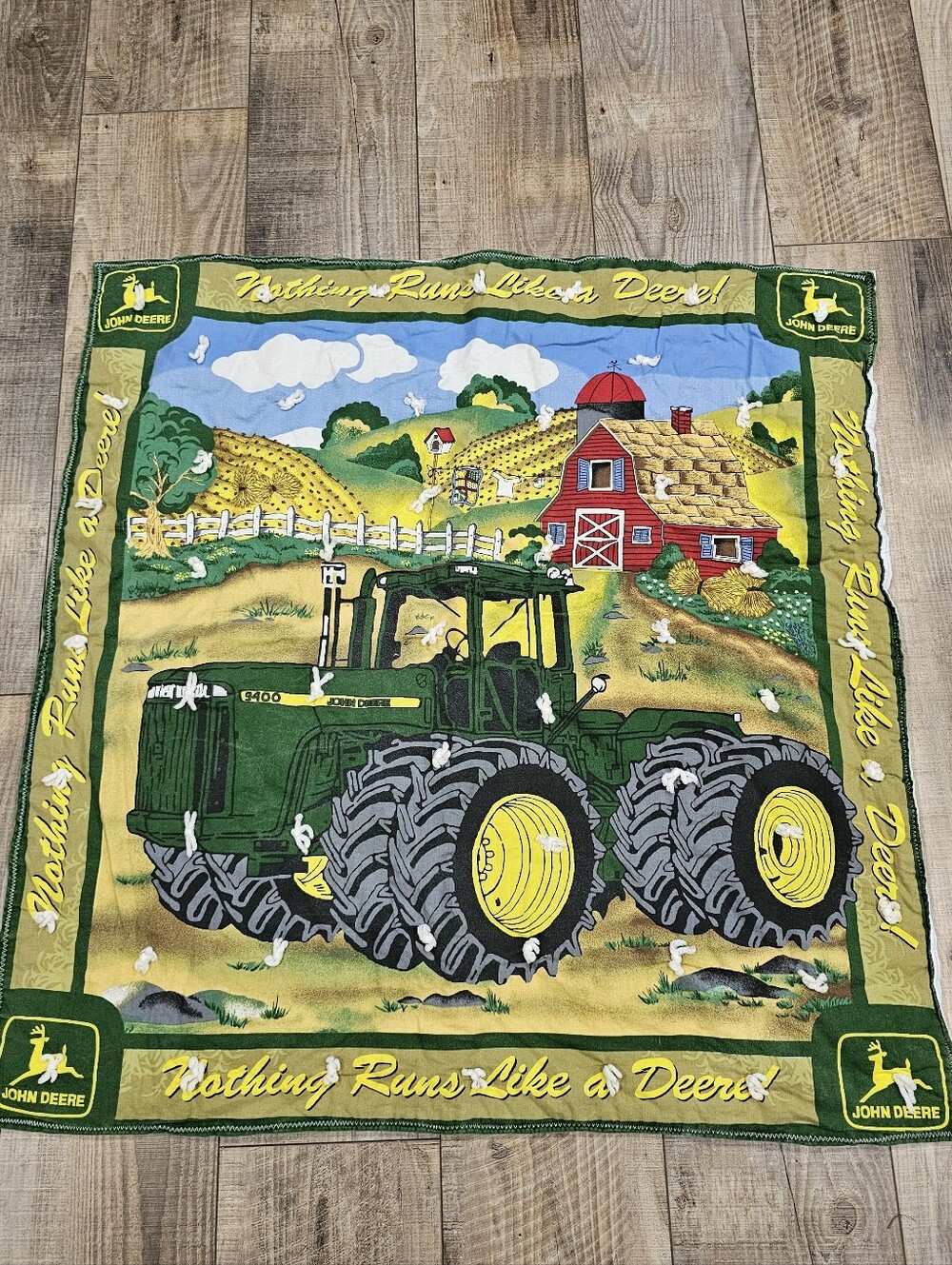John Deere Baby Quilt Wall Hanging Lap Blanket 31x33 Farm Tractor Barn